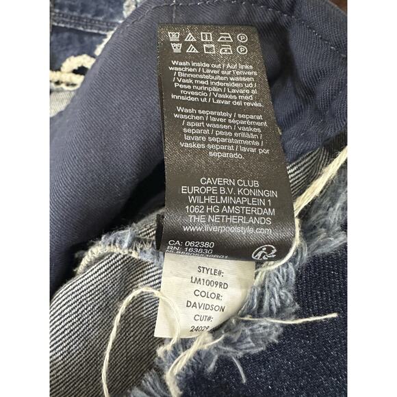 Liverpool Lace Up Jacket Distressed Button Front LS Denim Women's Size Medium - Picture 9 of 14